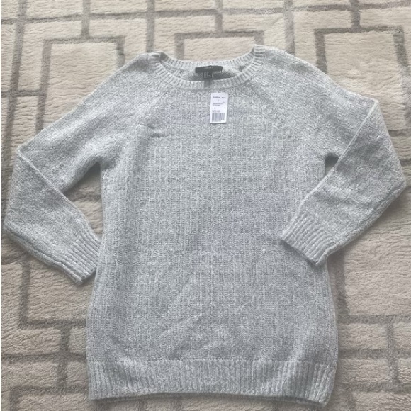 Forever 21 light heather gray long crew neck sweater size large NWT - Picture 5 of 7
